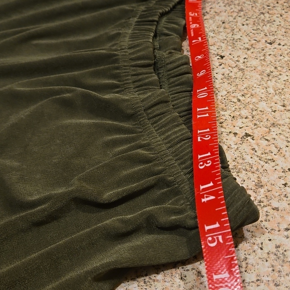 dB Line New York Olive Green Elastic Waist Pull on Pants Wide Leg Women size L - Picture 5 of 8